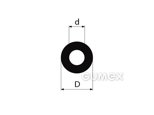 Rundes Gummiprofil, 6mm, Loch 4mm, 70°ShA, EPDM, -40°C/+100°C, schwarz, 